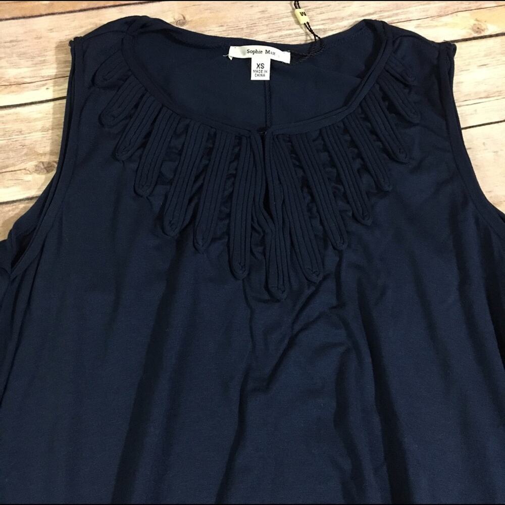 Sophie Max Womens Tank Top Size XS Germaine Trapeze Navy Blue Swing NEW - Picture 10 of 11